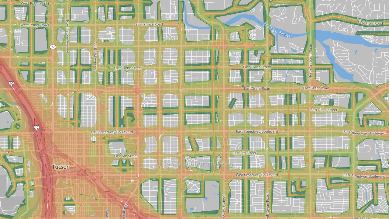 Blenman-Elm, Tucson, AZ Map of Noise Levels in Blenman-Elm