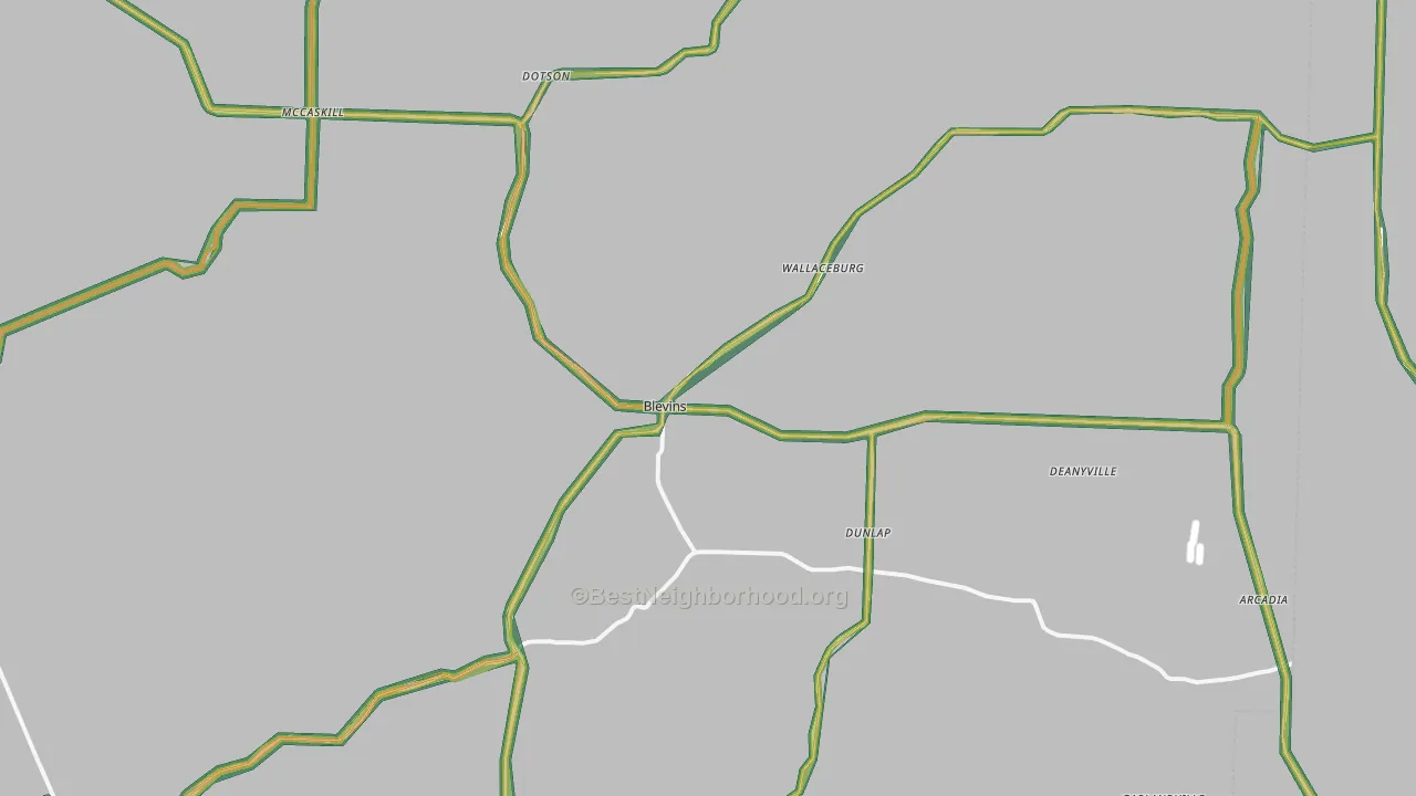 Blevins, AR Map of Noise Levels in Blevins