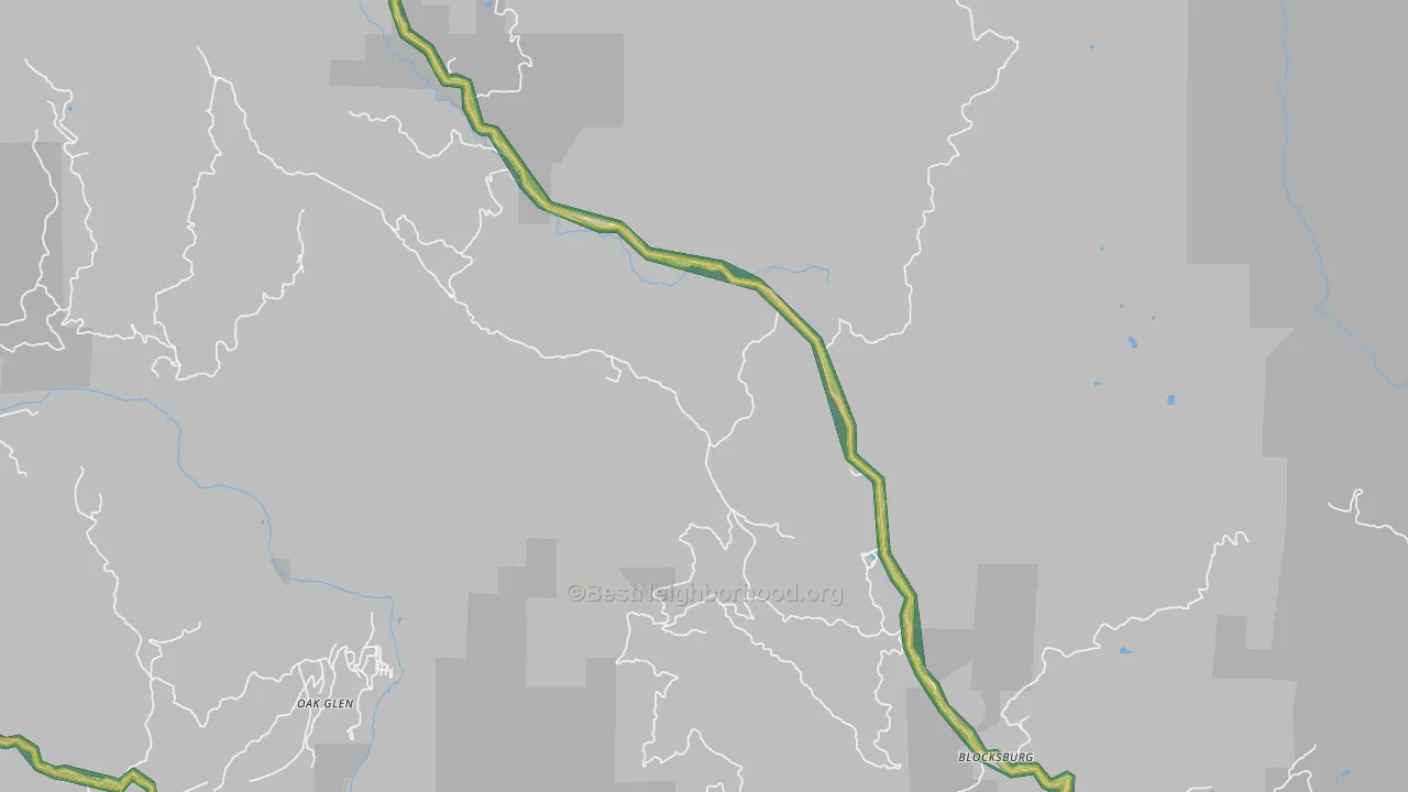 Blocksburg, CA Map of Noise Levels in Blocksburg