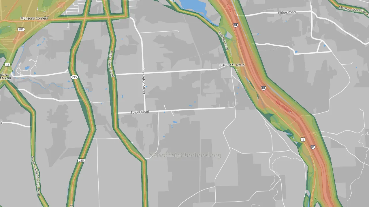 Blodgett Mills, NY Map of Noise Levels in Blodgett Mills