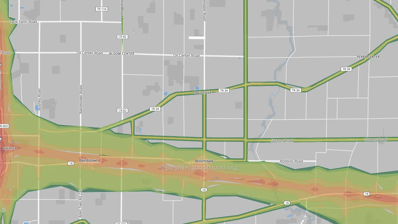 Bloomdale, OH Map of Noise Levels in Bloomdale