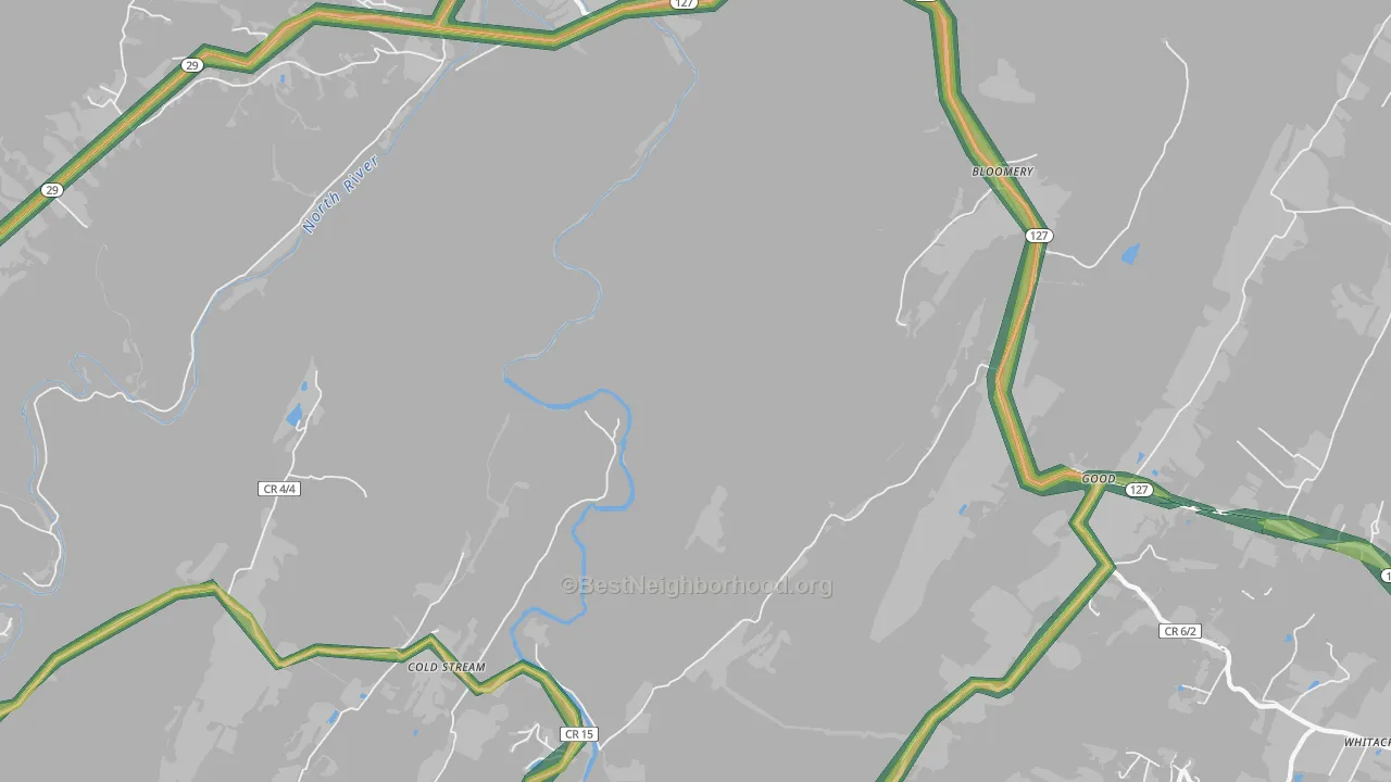 Bloomery, WV Map of Noise Levels in Bloomery