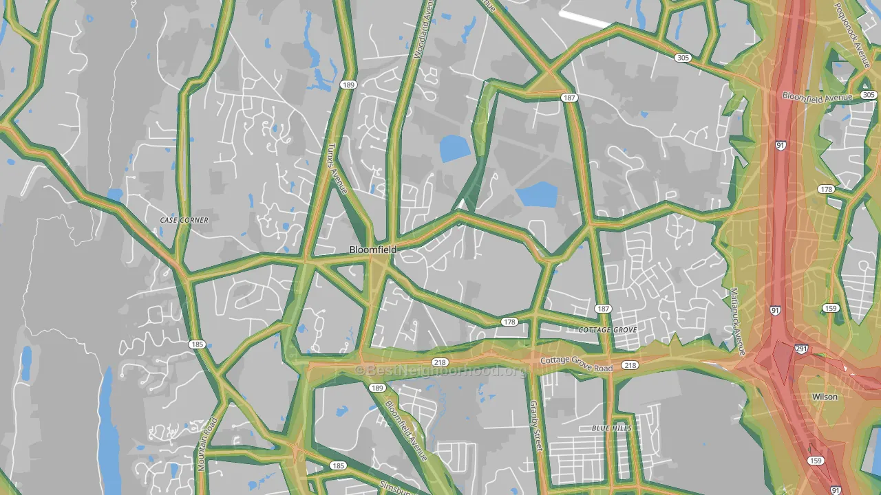Bloomfield, CT Map of Noise Levels in Bloomfield