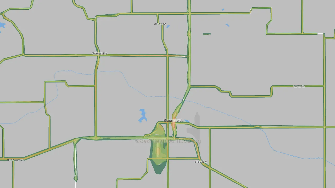 Bloomfield, IA Map of Noise Levels in Bloomfield