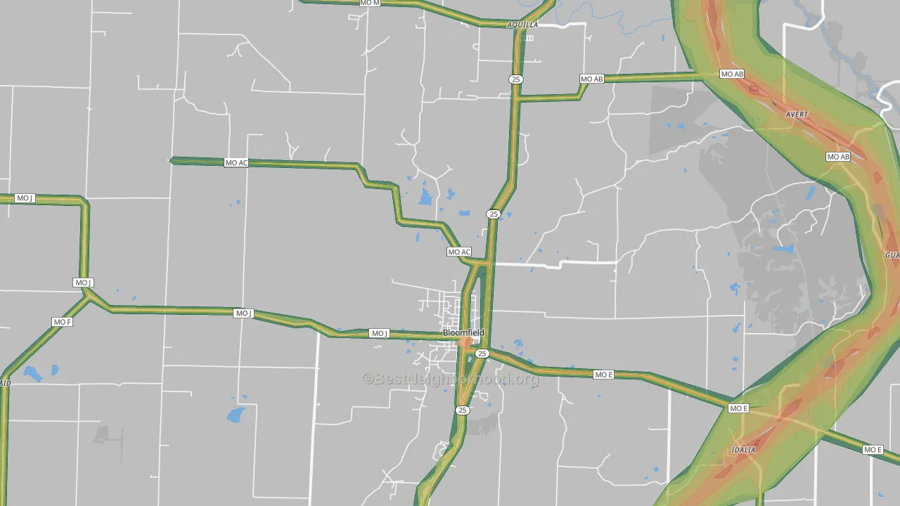 Bloomfield, MO Map of Noise Levels in Bloomfield
