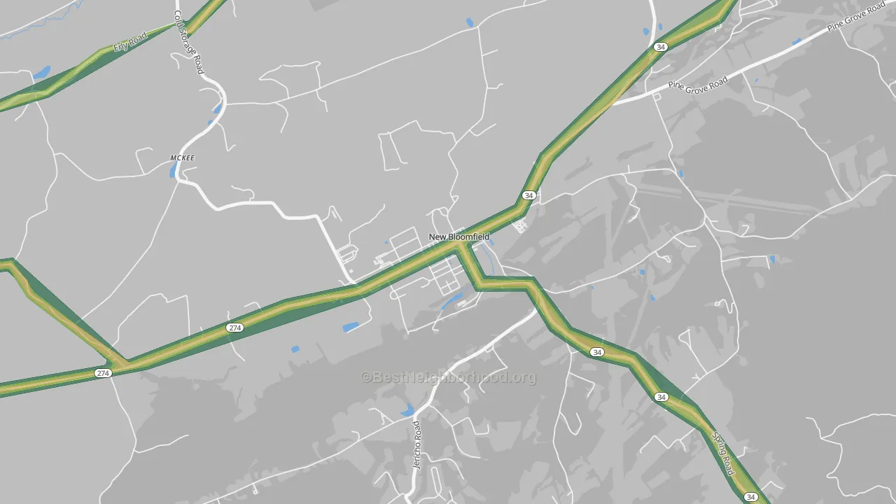 Bloomfield, PA Map of Noise Levels in Bloomfield
