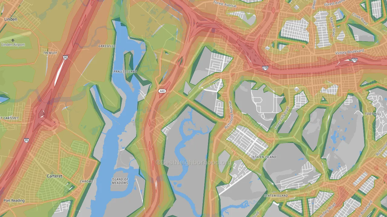 Bloomfield, Staten Island, NY Map of Noise Levels in Bloomfield