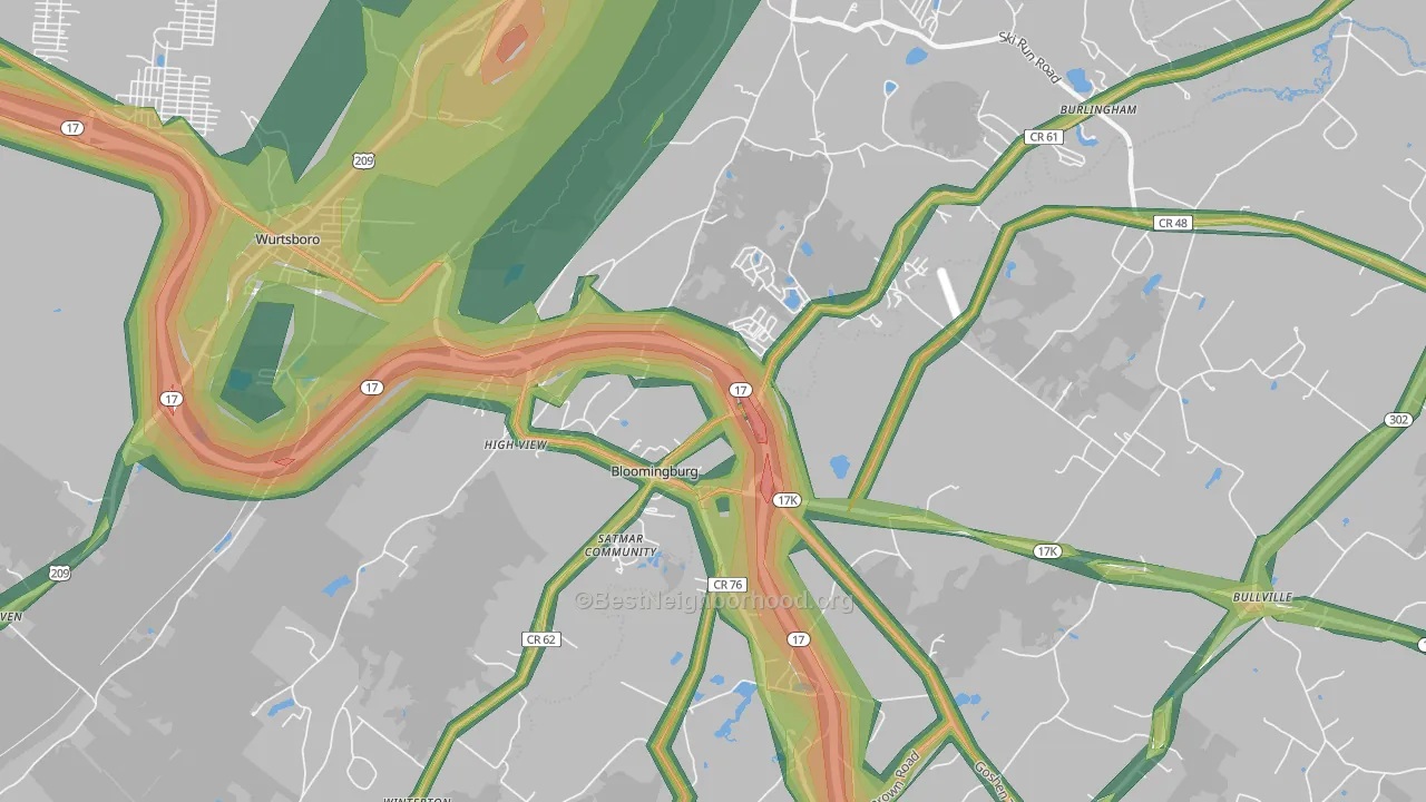 Bloomingburg, NY Map of Noise Levels in Bloomingburg