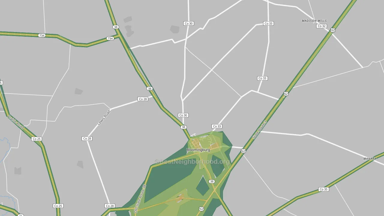 Bloomingburg, OH Map of Noise Levels in Bloomingburg