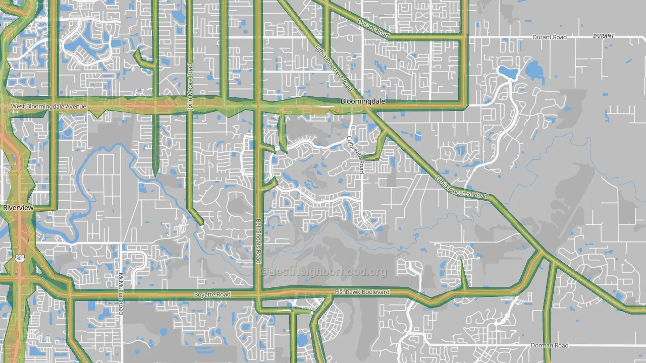 Bloomingdale, FL Map of Noise Levels in Bloomingdale