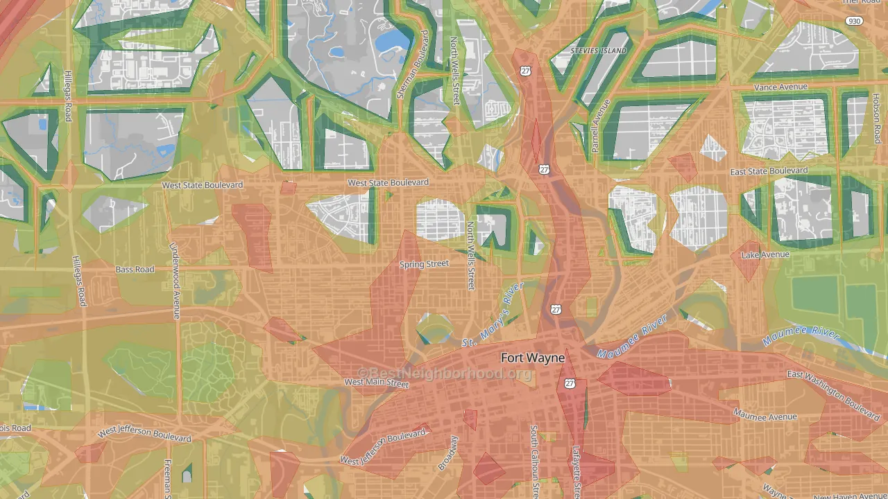 Bloomingdale, Fort Wayne, IN Map of Noise Levels in Bloomingdale