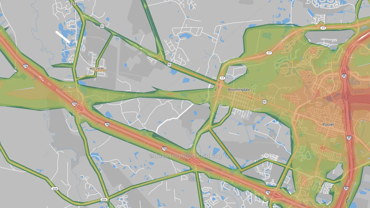 Bloomingdale, GA Map of Noise Levels in Bloomingdale