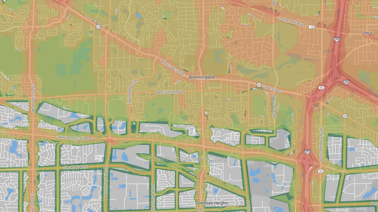 Bloomingdale, IL Map of Noise Levels in Bloomingdale