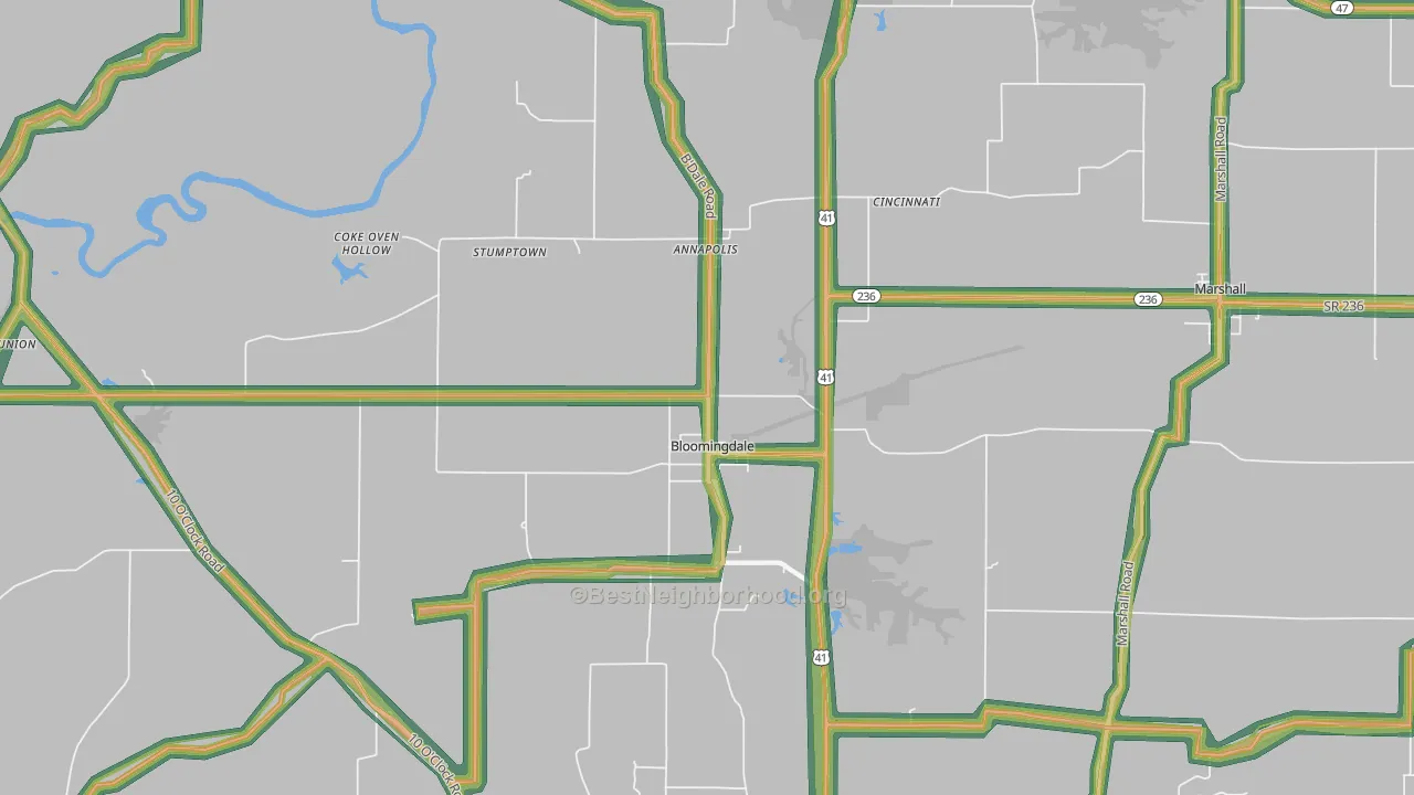 Bloomingdale, IN Map of Noise Levels in Bloomingdale
