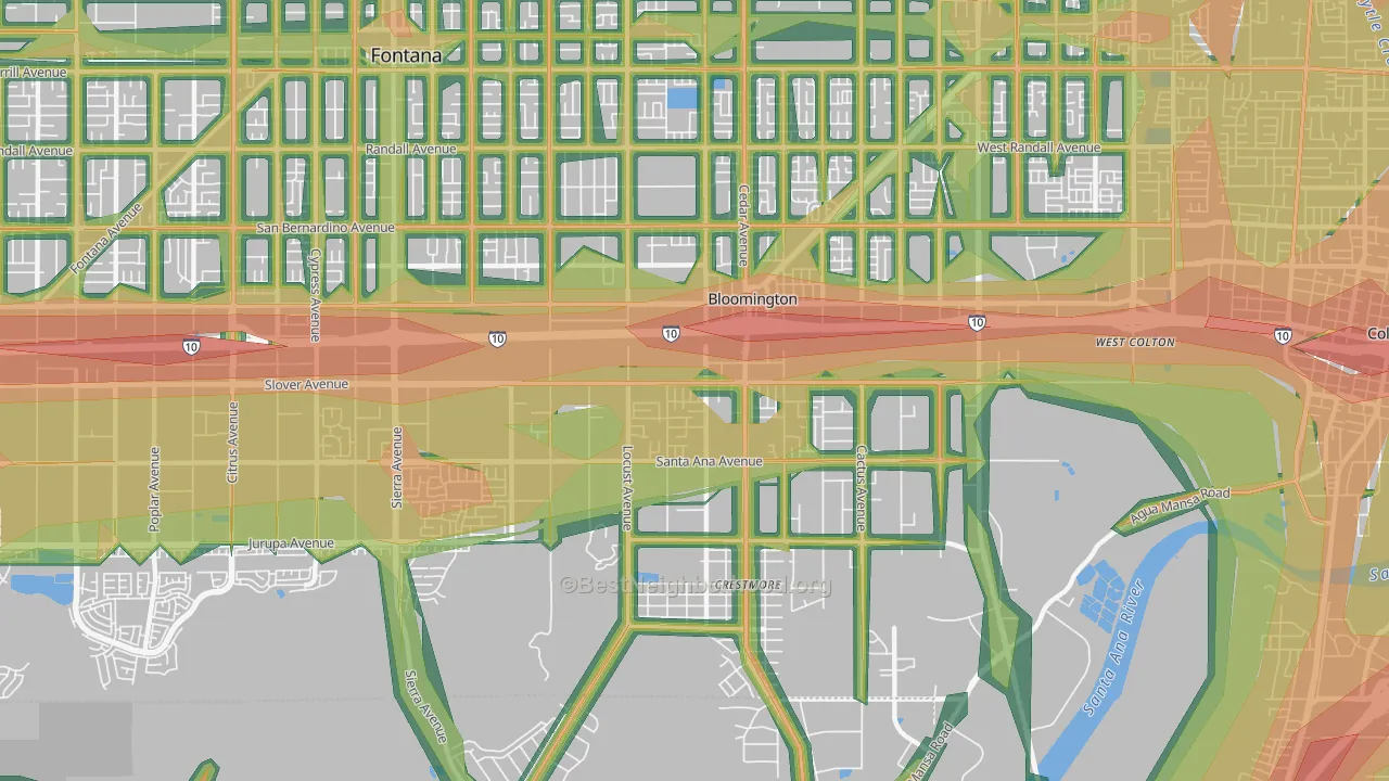 Bloomington, CA Map of Noise Levels in Bloomington