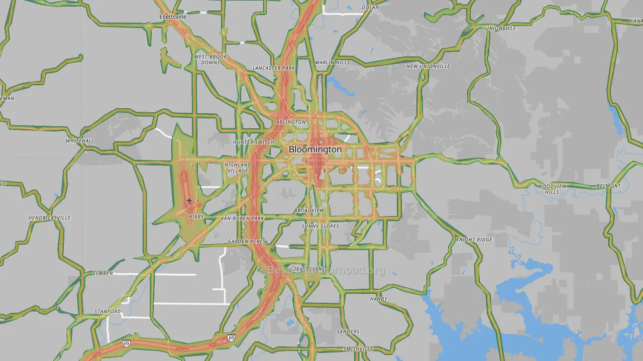 Bloomington, IN Map of Noise Levels in Bloomington