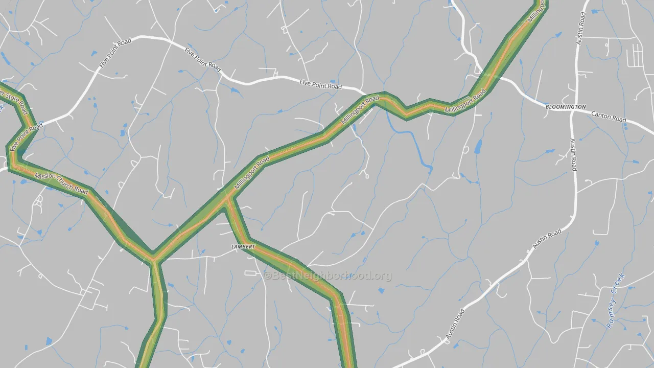 Bloomington, NC Map of Noise Levels in Bloomington