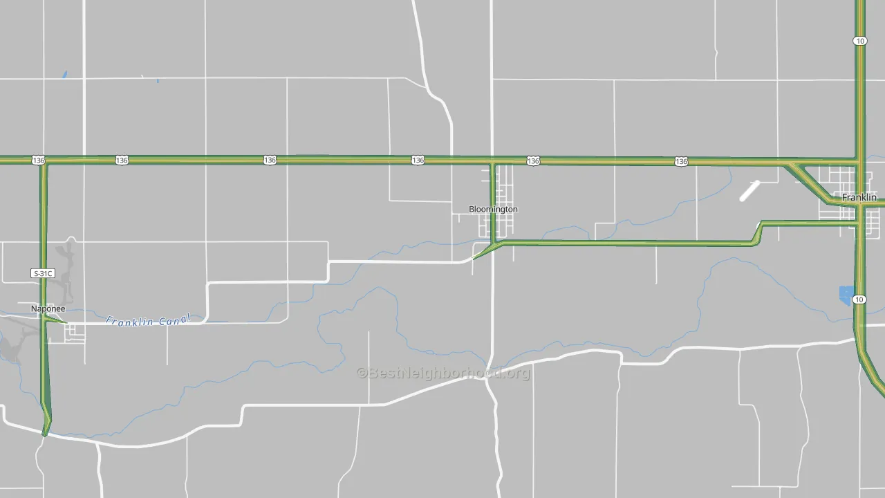 Bloomington, NE Map of Noise Levels in Bloomington