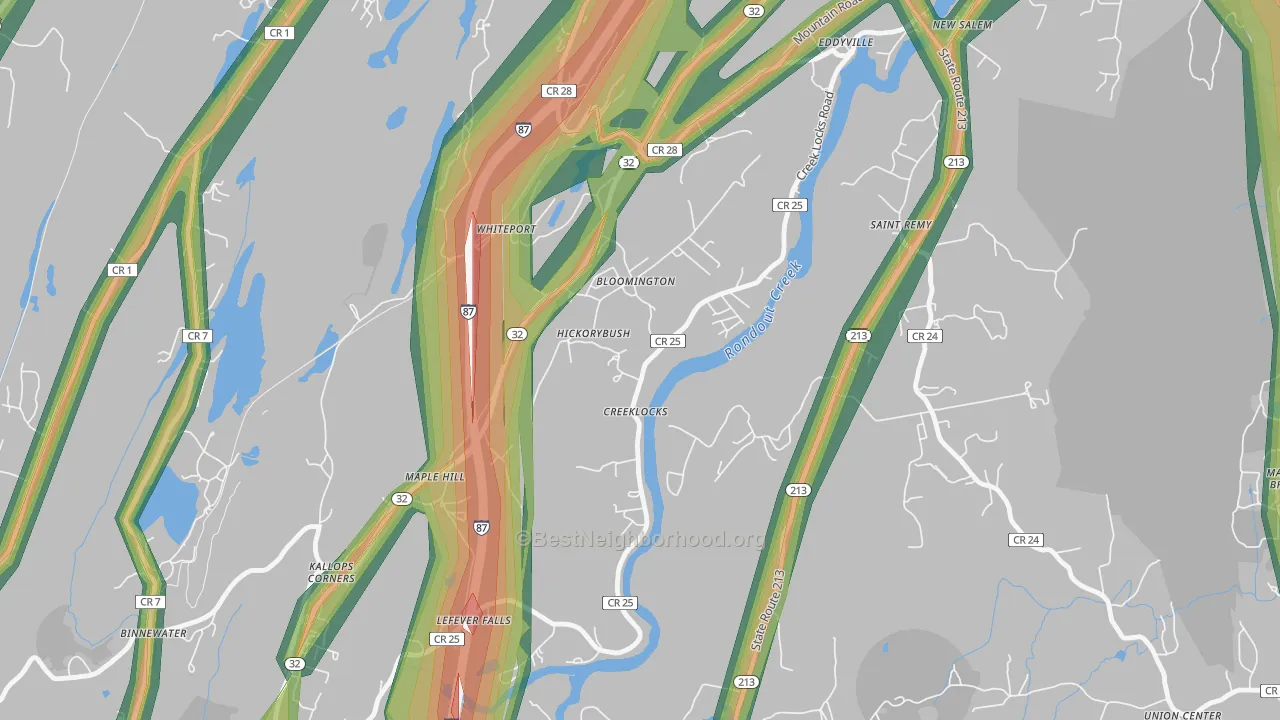 Bloomington, NY Map of Noise Levels in Bloomington