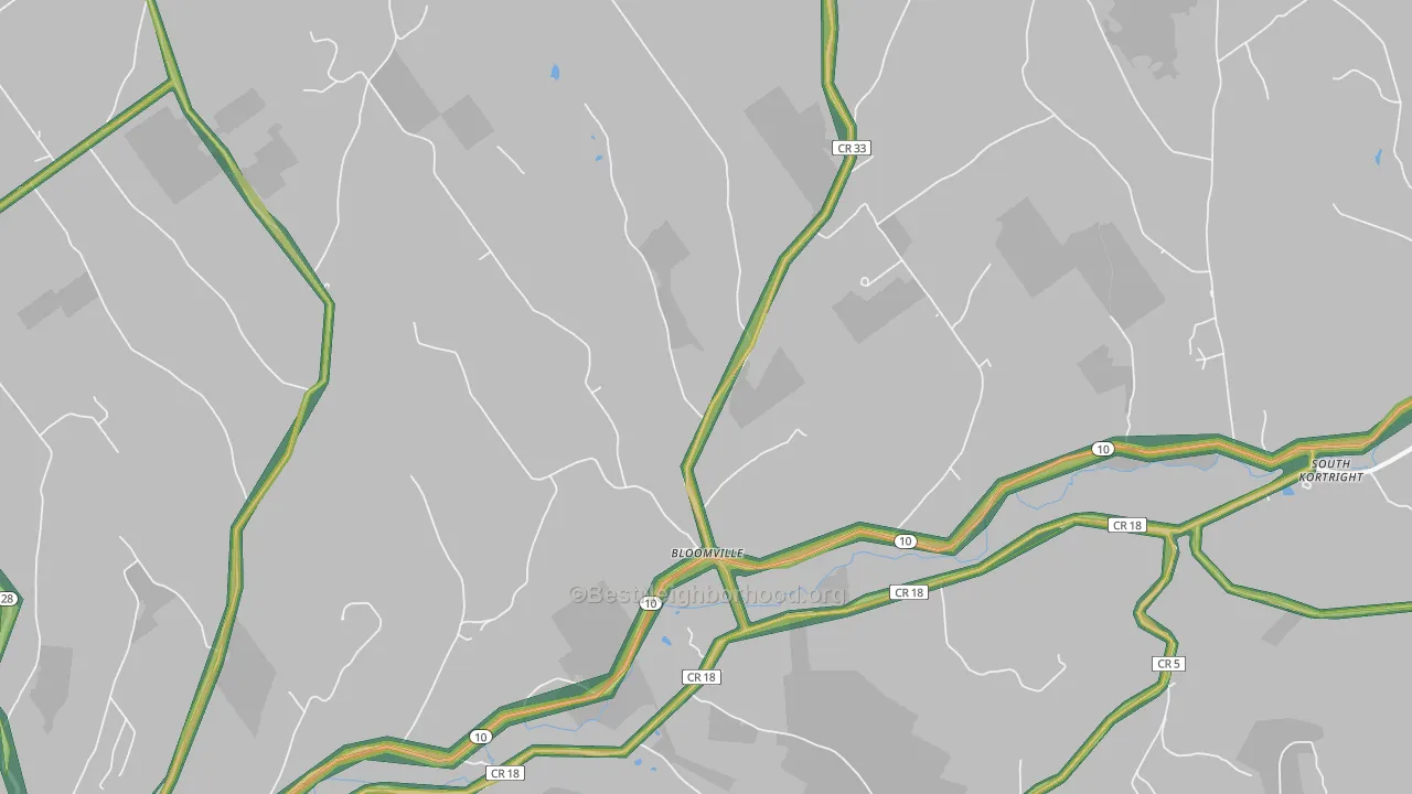 Bloomville, NY Map of Noise Levels in Bloomville