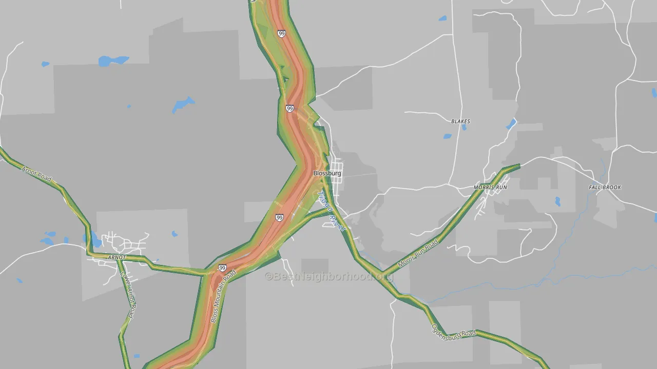 Blossburg, PA Map of Noise Levels in Blossburg
