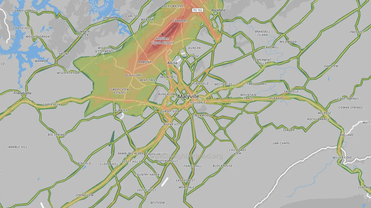 Blount County, TN Map of Noise Levels in Blount County