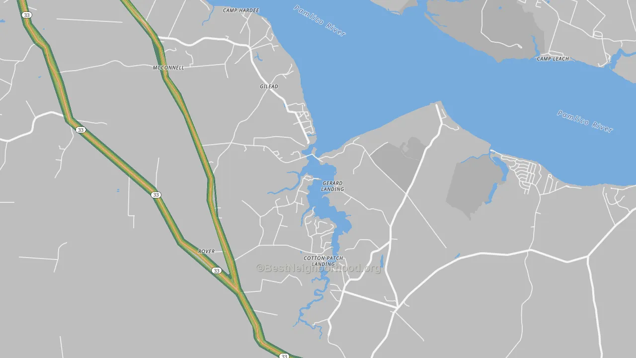 Blounts Creek, NC Map of Noise Levels in Blounts Creek