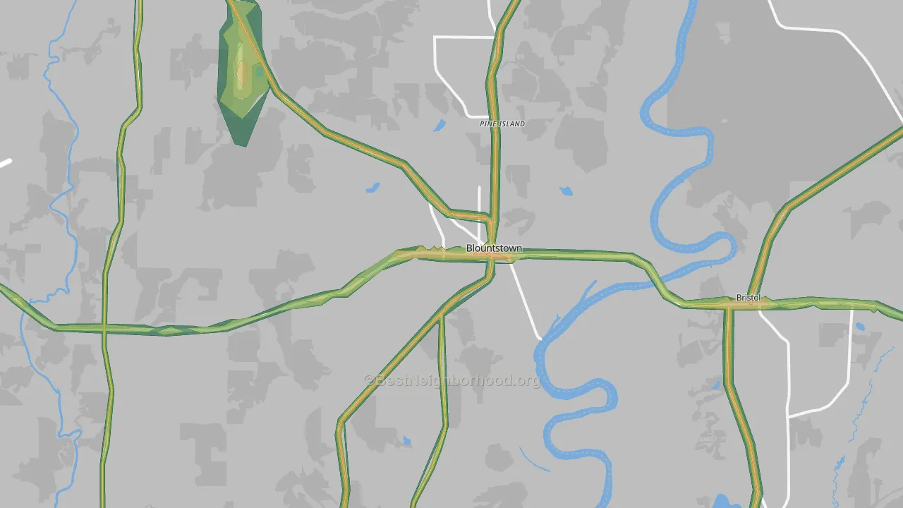 Blountstown, FL Map of Noise Levels in Blountstown