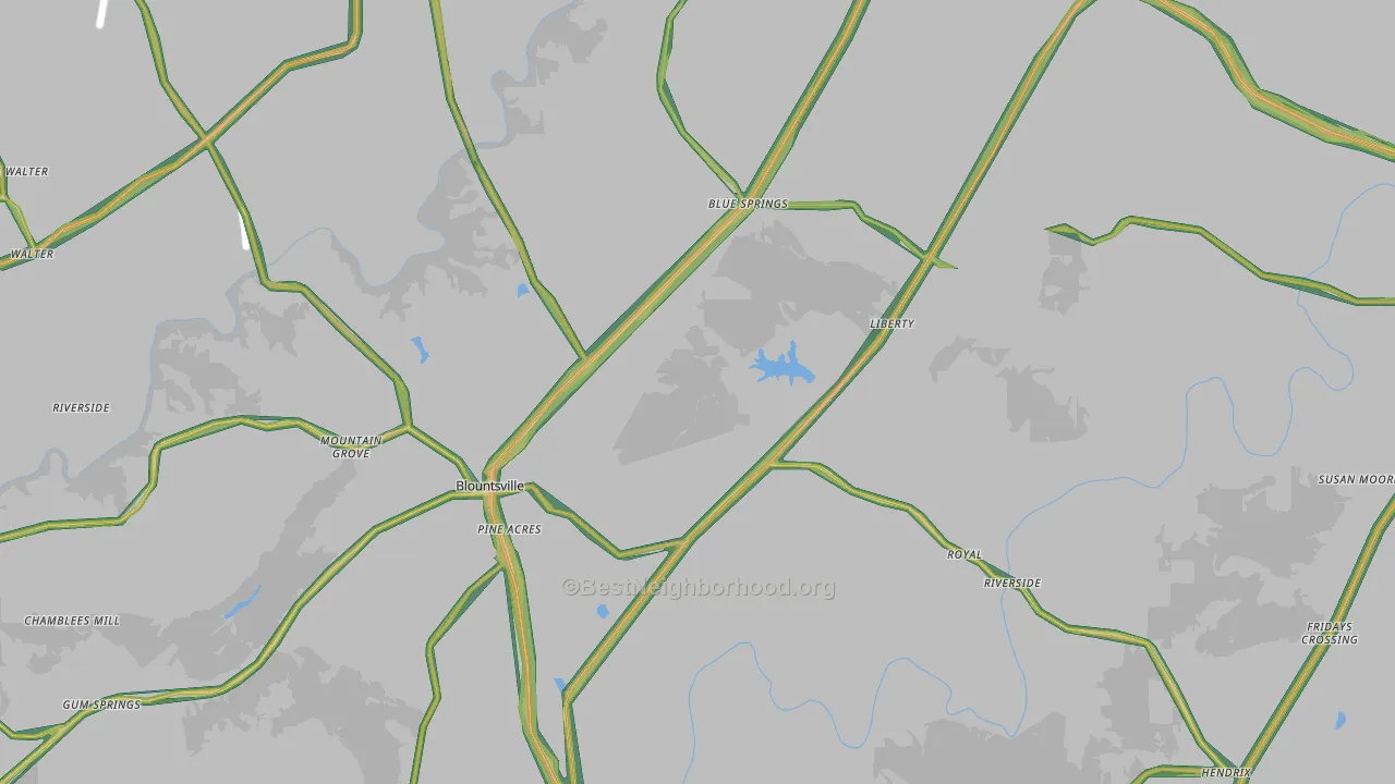Blountsville, AL Map of Noise Levels in Blountsville