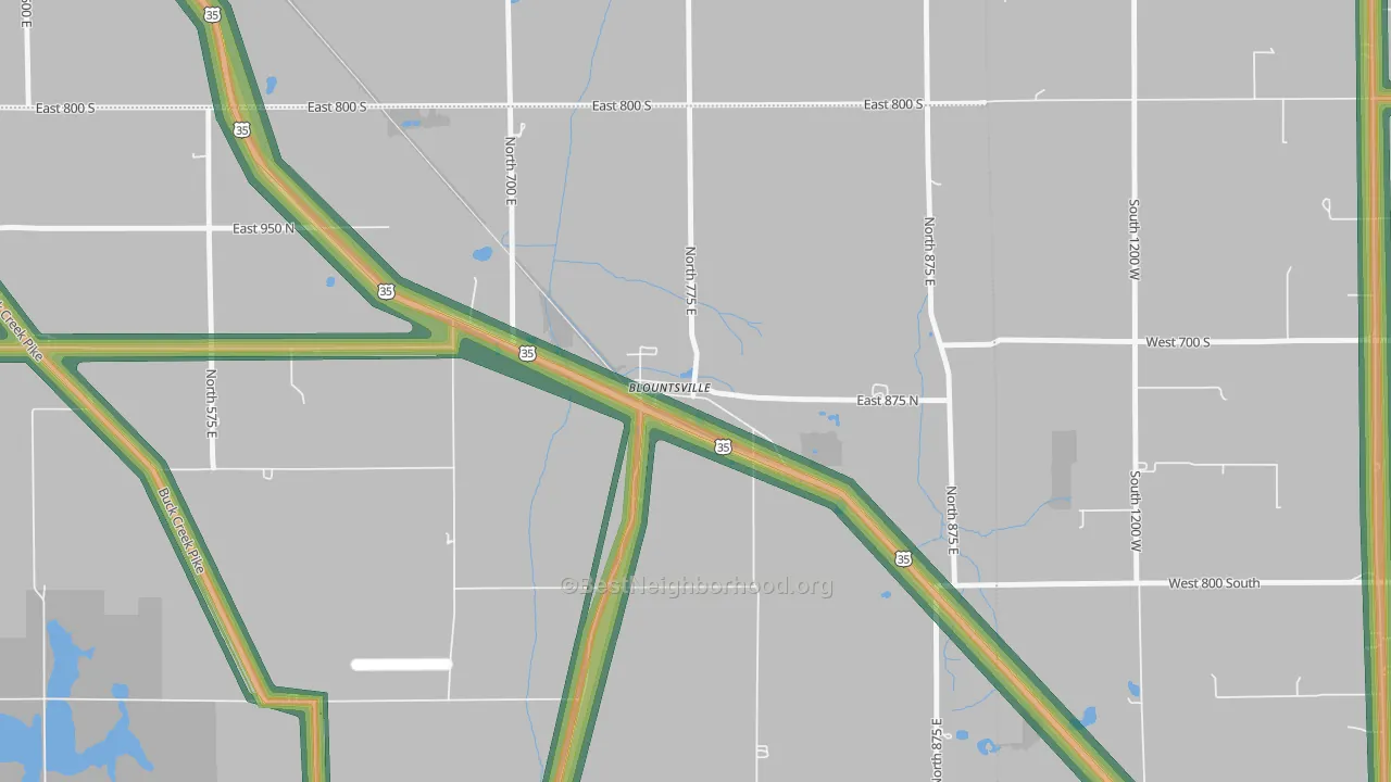 Blountsville, IN Map of Noise Levels in Blountsville