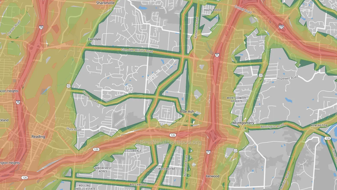Blue Ash, OH Map of Noise Levels in Blue Ash