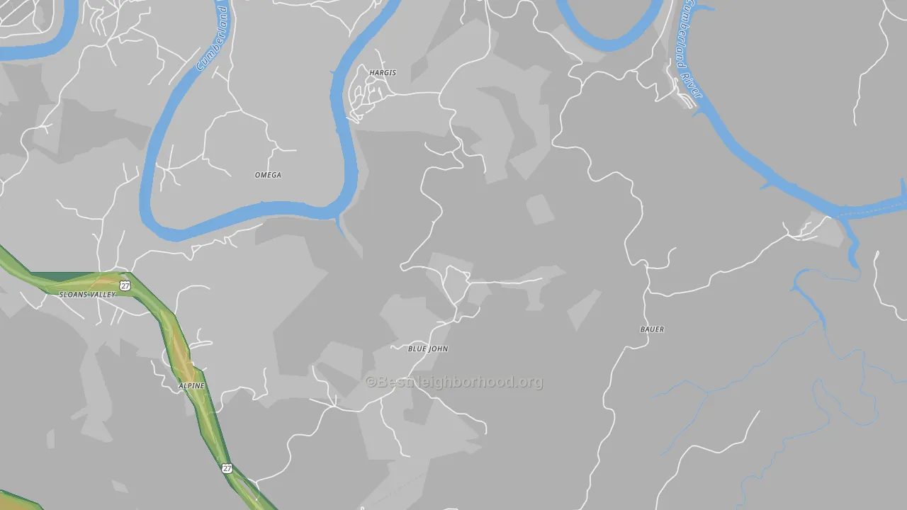 Blue John, KY Map of Noise Levels in Blue John