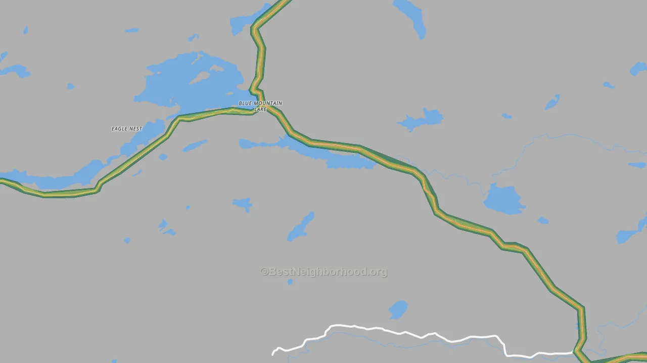 Blue Mountain Lake, NY Map of Noise Levels in Blue Mountain Lake