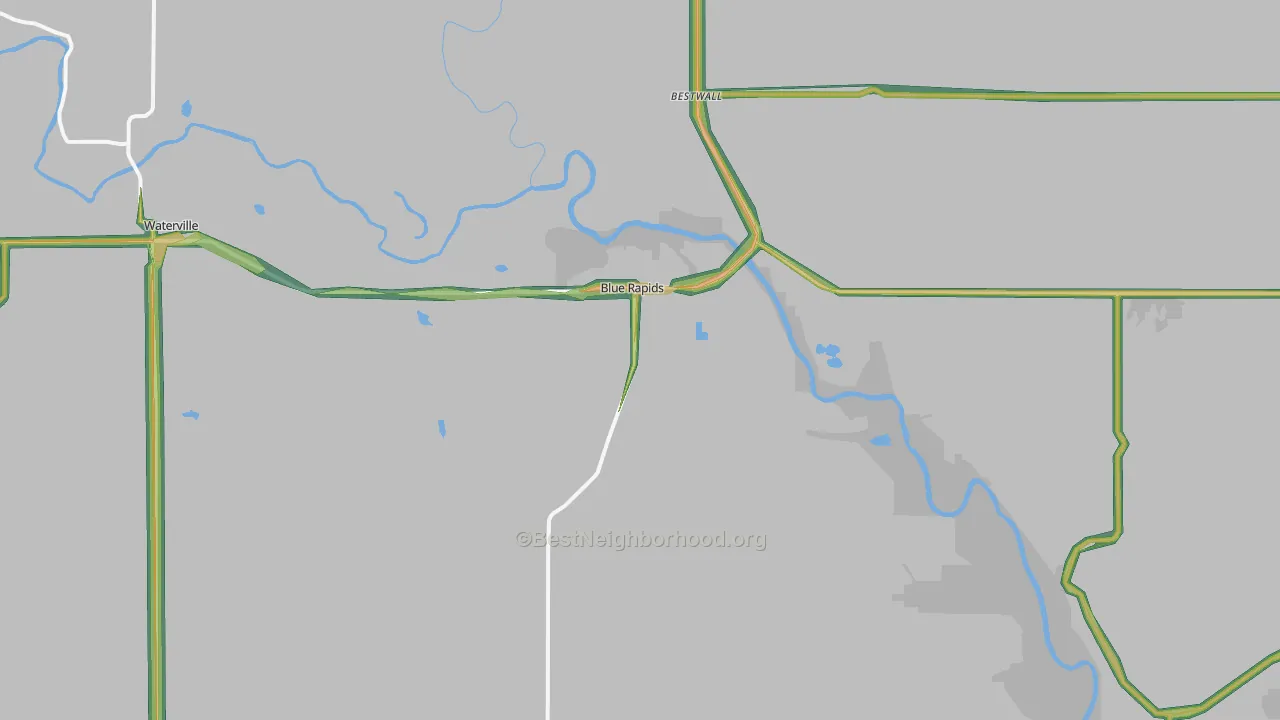 Blue Rapids, KS Map of Noise Levels in Blue Rapids