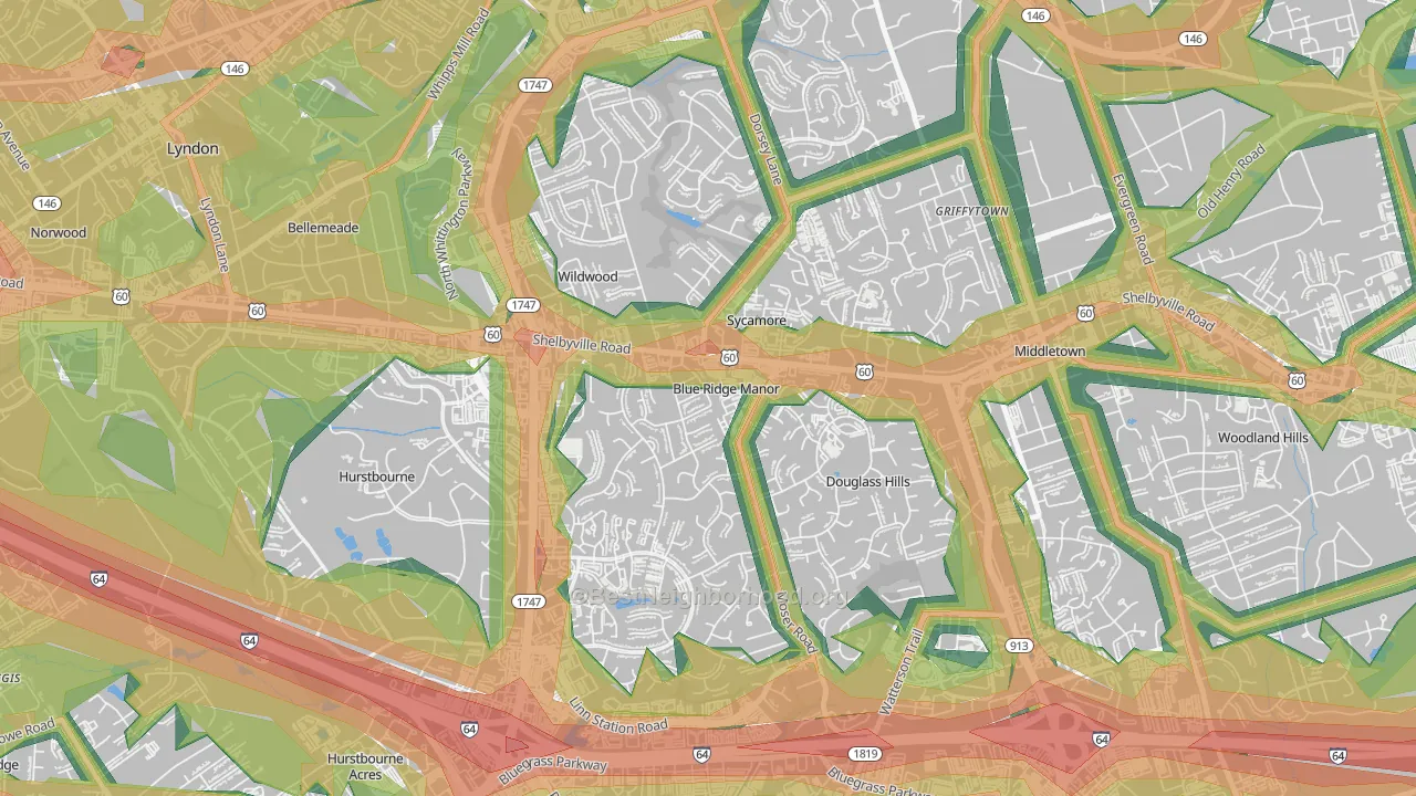 Blue Ridge Manor, KY Map of Noise Levels in Blue Ridge Manor