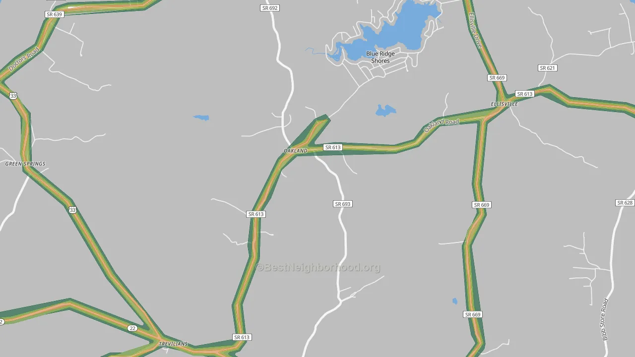 Blue Ridge Shores, VA Map of Noise Levels in Blue Ridge Shores