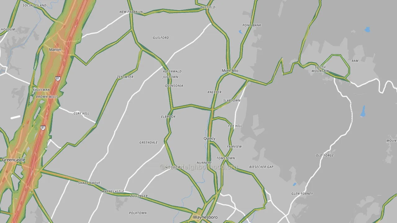 Blue Ridge Summit, PA Map of Noise Levels in Blue Ridge Summit