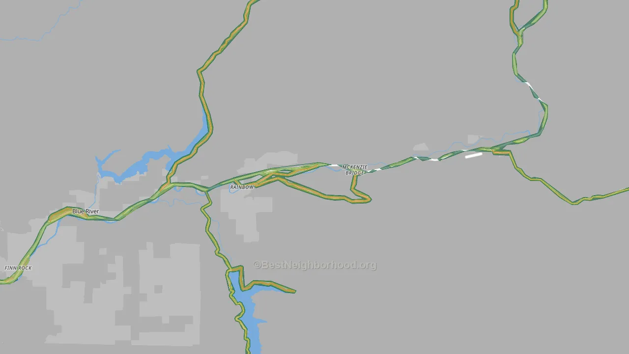 Blue River, OR Map of Noise Levels in Blue River