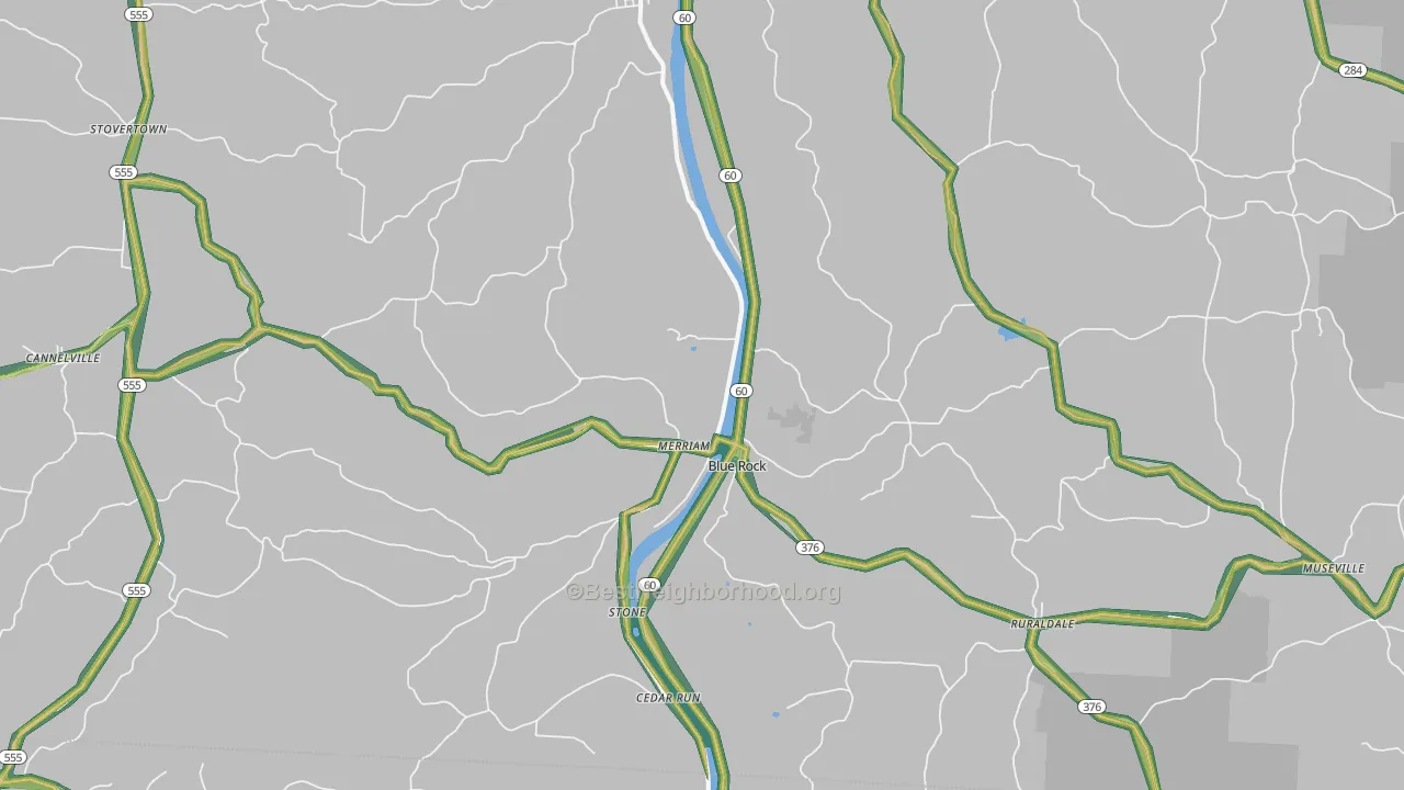 Blue Rock, OH Map of Noise Levels in Blue Rock