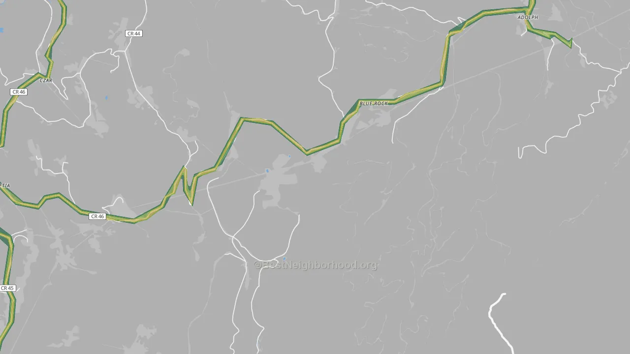 Blue Rock, WV Map of Noise Levels in Blue Rock