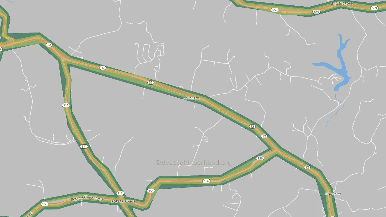 Bluebank, KY Map of Noise Levels in Bluebank