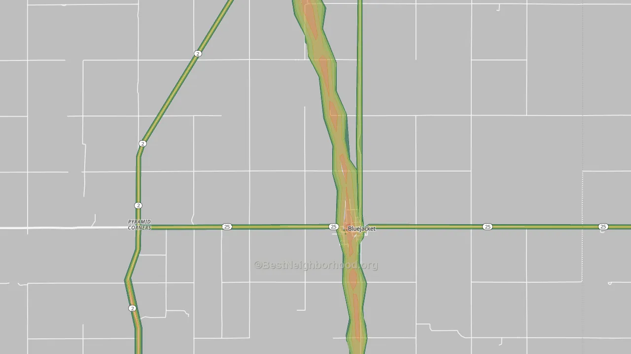 Bluejacket, OK Map of Noise Levels in Bluejacket
