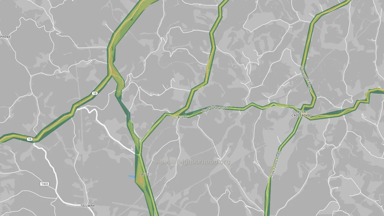 Bluff, PA Map of Noise Levels in Bluff