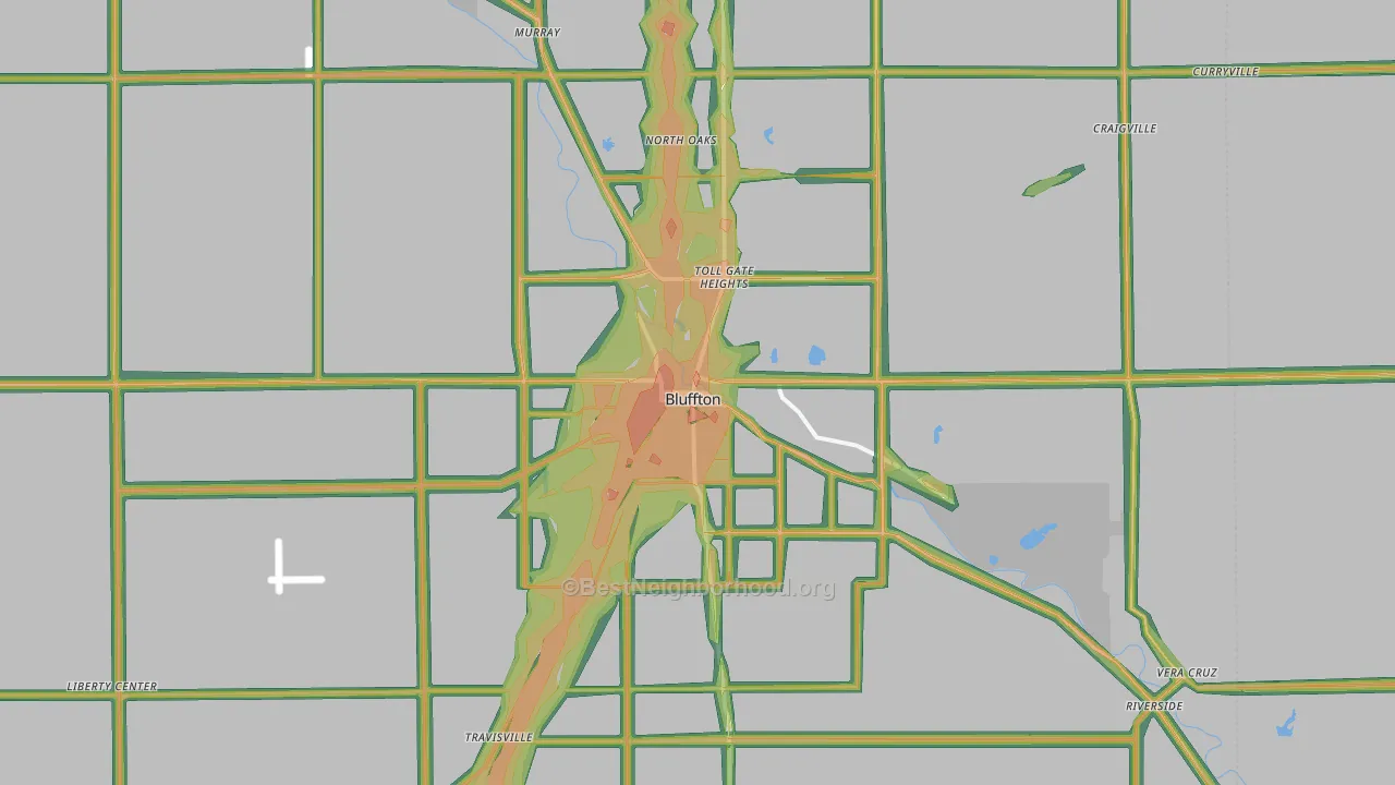 Bluffton, IN Map of Noise Levels in Bluffton