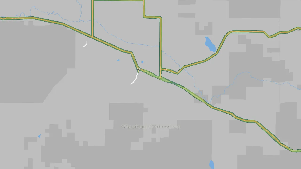 Bly, OR Map of Noise Levels in Bly