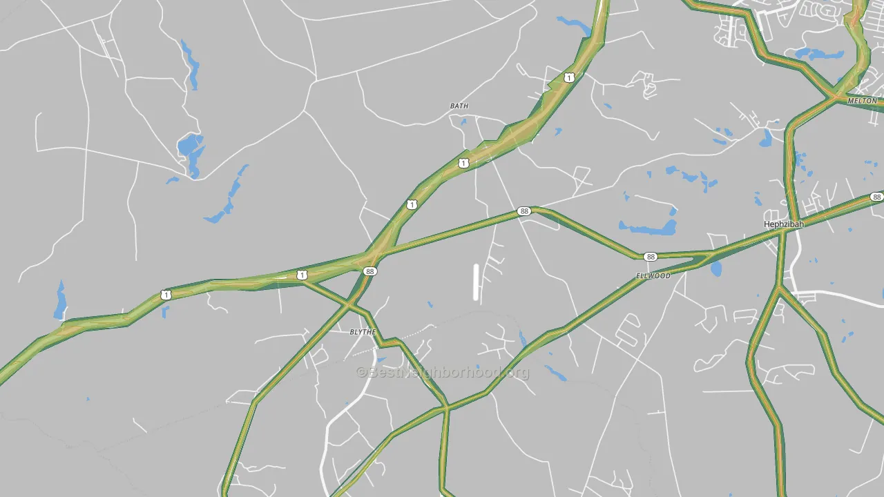 Blythe, GA Map of Noise Levels in Blythe