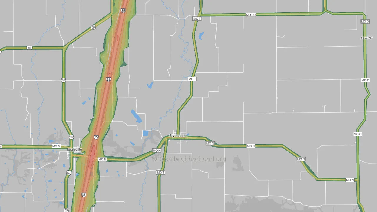 Blythedale, MO Map of Noise Levels in Blythedale