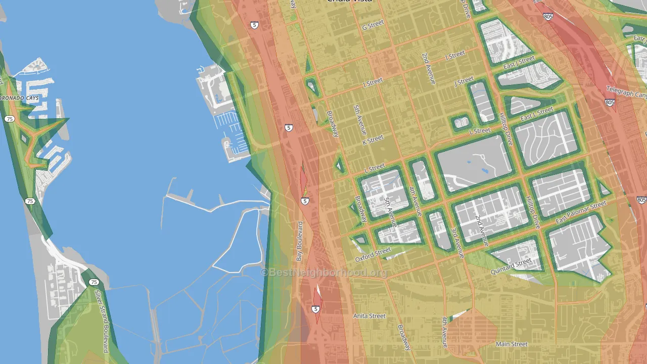 Boal, Chula Vista, CA Map of Noise Levels in Boal