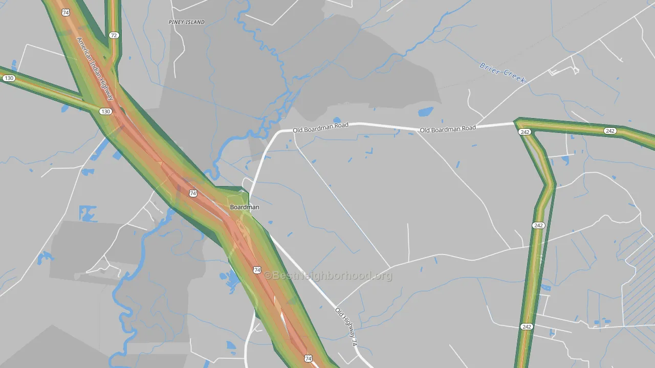 Boardman, NC Map of Noise Levels in Boardman