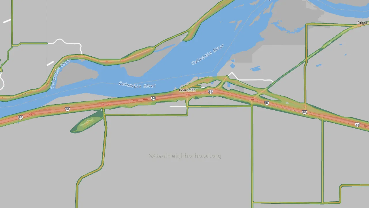 Boardman, OR Map of Noise Levels in Boardman